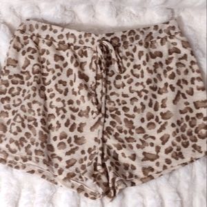 Blue Blush Los Angeles Animal Print Lounge Shorts- Made in USA- Medium- Cheetah